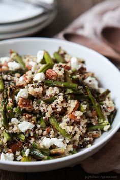 Creamy Goat Cheese Asparagus Quinoa Salad