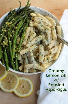 Creamy Lemon Ziti with Roasted Asparagus