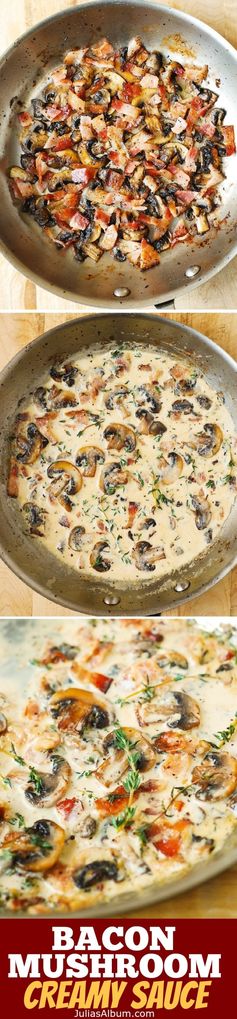 Creamy Mushroom Sauce with Bacon and Thyme
