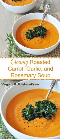 Creamy Roasted Carrot, Garlic, and Rosemary Soup -Vegan and Gluten-Free