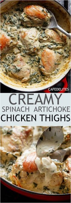 Creamy Spinach Artichoke Chicken Thighs