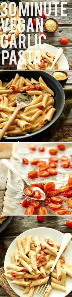 Creamy Vegan Garlic Pasta with Roasted Tomatoes
