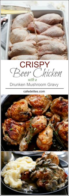 Crispy Beer Chicken with a Creamy Beer Mushroom Gravy