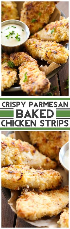 Crispy Parmesan Baked Chicken Strips