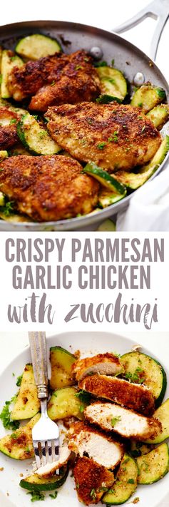 Crispy Parmesan Garlic Chicken with Zucchini