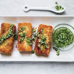 Crispy Tofu Steaks with Ginger Vinaigrette