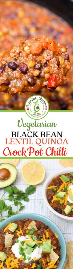 CrockPot Black Bean Lentil Quinoa Chili