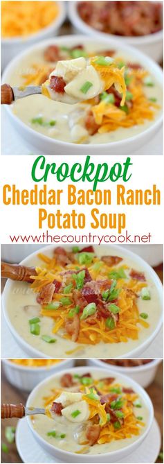 Crockpot Cheddar Bacon Ranch Potato Soup