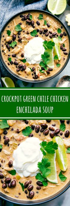 Crockpot Green Chicken Chile Enchilada Soup