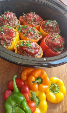 Crockpot Meatloaf Stuffed Peppers