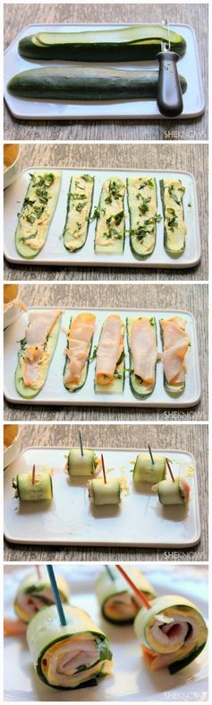 Cucumber roll-ups with Greek yogurt