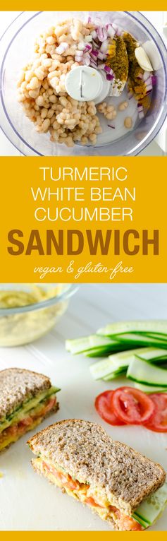 Cucumber Sandwich with Turmeric White Bean Spread