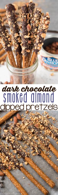 Dark Chocolate Almond Dipped Pretzels