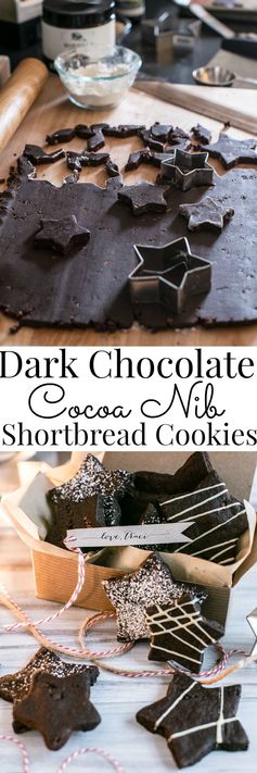 Dark Chocolate Cocoa Nib Shortbread Cookies