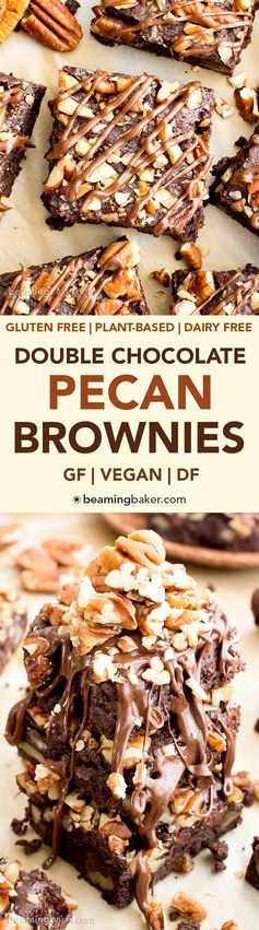 Double Chocolate Pecan Brownies (Vegan, Gluten Free, Dairy Free