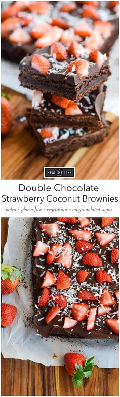 Double Chocolate Strawberry Coconut Brownies