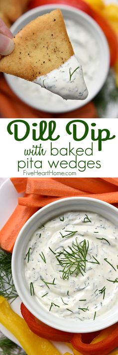 Dreamy Dill Dip with Baked Pita Wedges
