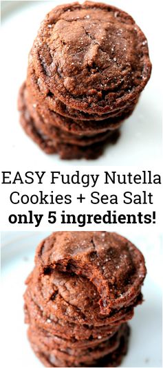 Easy 5-Ingredient Fudgy Nutella Cookies with Sea Salt