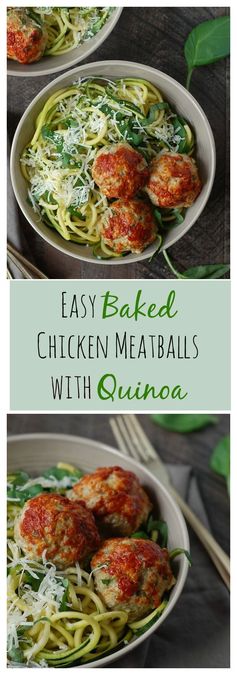 Easy Baked Chicken Meatballs with Quinoa