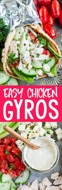 Easy Chicken Gyros with Greek Feta Sauce