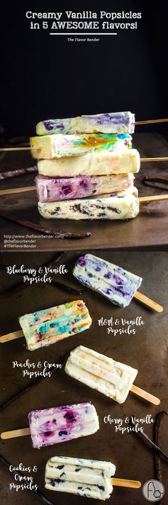 Easy, Creamy Vanilla Popsicles - 5 awesome flavors