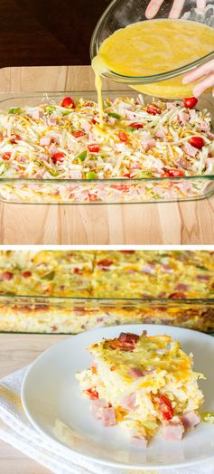 Easy Denver Omelet Hash Brown Casserole