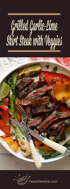 Easy Paleo Grilled Garlic-Lime Skirt Steak with Veggies