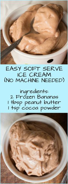 Easy Peanut Butter Chocolate Banana Soft Serve Ice Cream