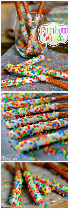 Easy Rainbow Pretzel Wands