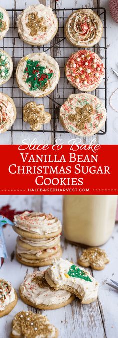 Easy Slice ‘n’ Bake Vanilla Bean Christmas Sugar Cookies w/Whipped Buttercream