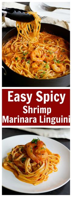 Easy Spicy Shrimp Marinara Linguine