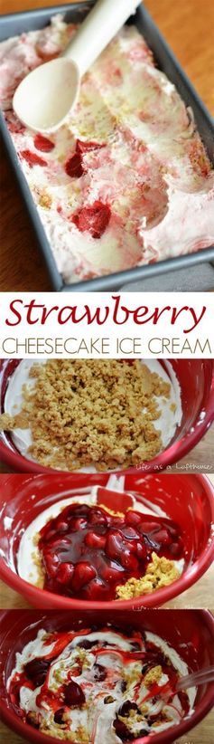 Easy Strawberry Cheesecake Ice Cream (no machine required