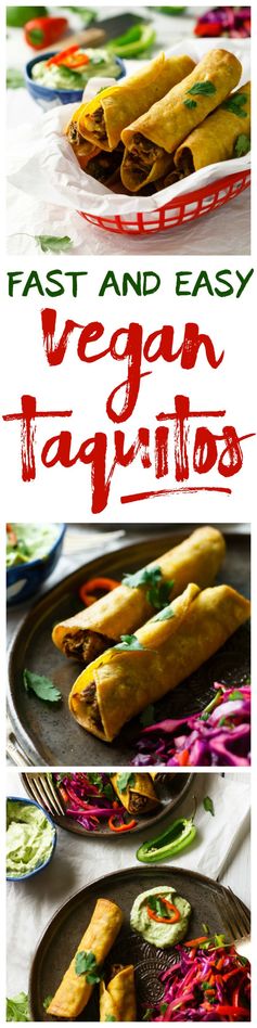 Easy Vegan Taquitos with Avocado Dipping Sauce