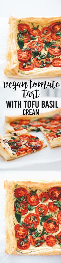 Easy Vegan Tomato Tart With Tofu Basil Cream