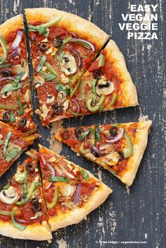 Easy Veggie Vegan Pizza with 20 minute Crust