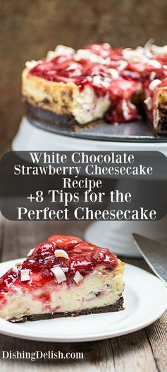 Easy White Chocolate Strawberry Cheesecake
