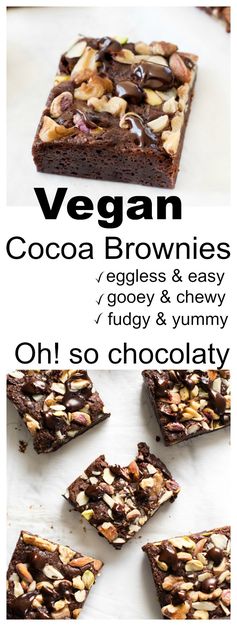 Eggless fudgy cocoa brownies