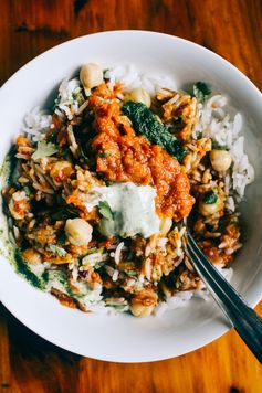 Eggplant Bliss Bowl with Mint and Cilantro Chutney