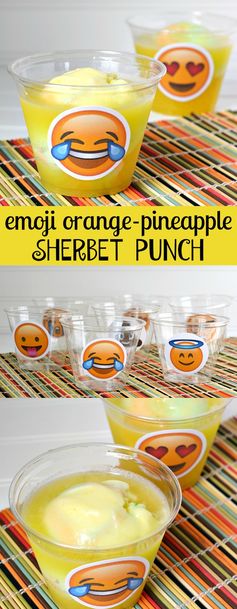 Emoji Pineapple Orange Sherbet Punch Recipe & PRINTABLE