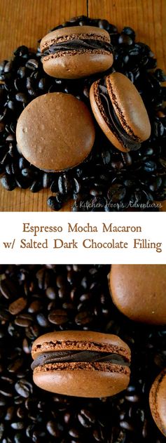 Espresso Mocha Macaron with Salted Dark Chocolate Buttercream