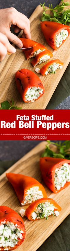 Feta Stuffed Red Bell Peppers