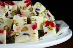 Five Minute White Chocolate Fudge With Pistachio and Cranberries