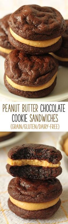 Flourless Chocolate Peanut Butter Cookie Sandwiches (gluten-free, dairy-free