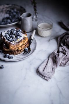 Fluffy london fog french toast + sugared blueberries