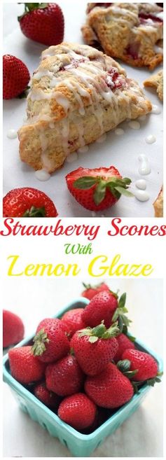 Fresh Strawberry Scones with Lemon Glaze