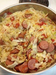 Fried cabbage with sausage