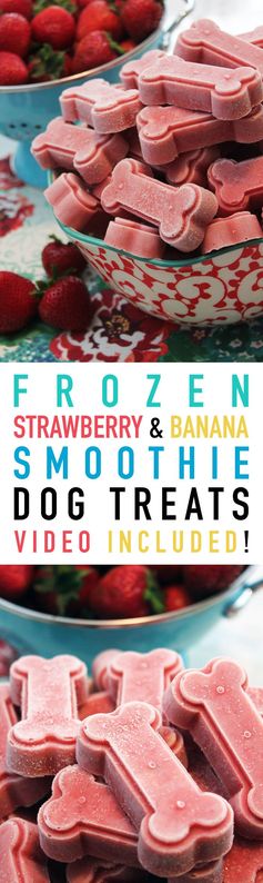 Frozen Strawberry and Banana Smoothie Dog Treats