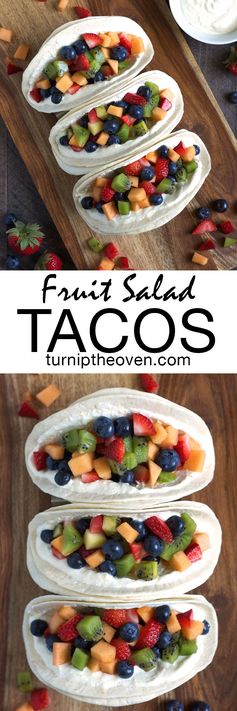 Fruit Salad Tacos with Honey Whipped Cottage Cheese