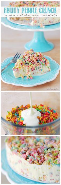 Fruity Pebble Crunch Ice Cream Cake