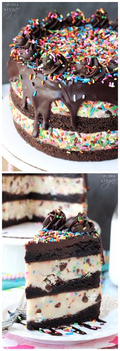 Funfetti Cake Batter Cookie Dough Brownie Layer Cake